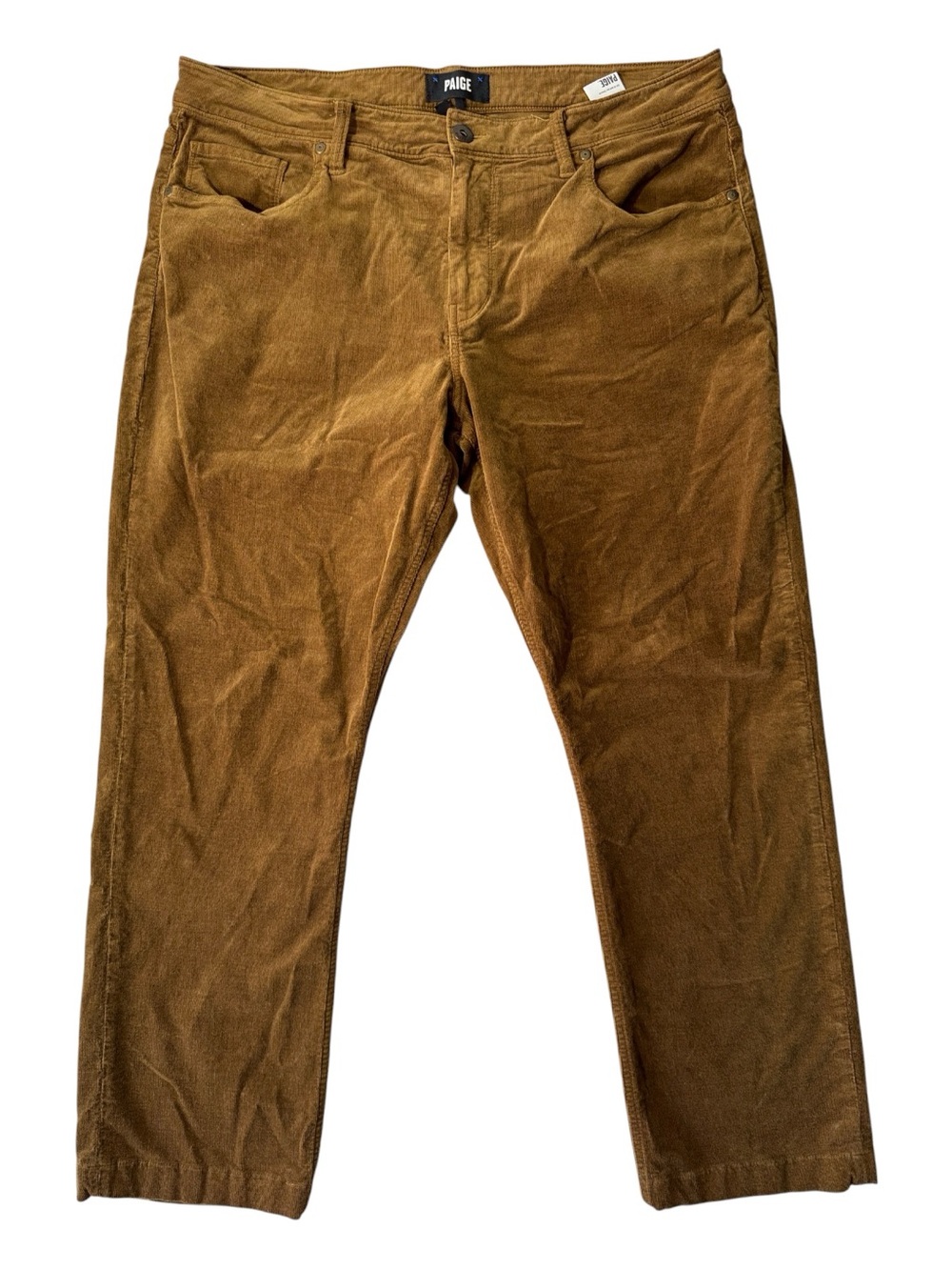 Paige mens 36x27 brown federal slim straight velvet cotton blend jeans EUC